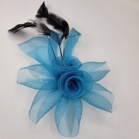Blue Floral Fascinator Hair Clip Flower Corsage Flower Floral Hair Accessory - Picture 8 of 10